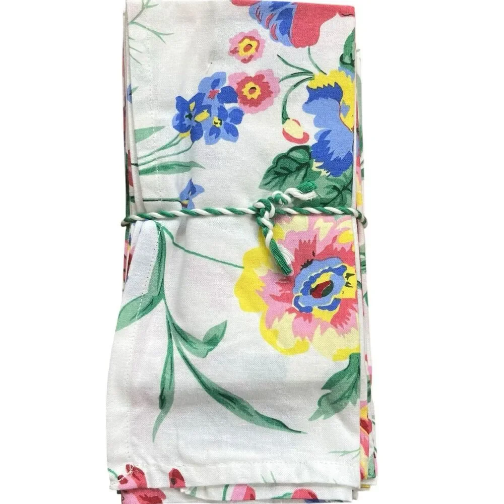 April Cornell Lillianna Floral Tablecloth 60x102 Colorful 12 Cloth Napkins 13 PC